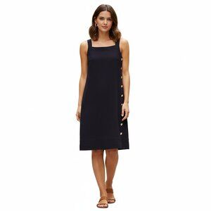 Cynthia Rowley Navy Blue Linen Blend Mini Dress Sz S | Sleeveless Square Neck